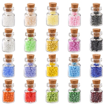 3060Pcs 20 Colors 12/0 Glass Seed Beads, Opaque Colours Seed & Transparent & Ceylon, Small Craft Beads for DIY Jewelry Making, Round, Mixed Color, 2mm, 153Pcs/color