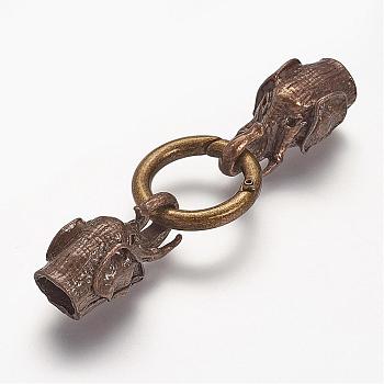 Alloy Spring Gate Rings, O Rings, with Cord Ends, Elephant, Antique Bronze, 6 Gauge, 76mm, Hole: 8mm