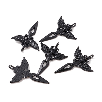 Alloy Pendents, Sword with Wing, Electrophoresis Black, 48.5x34x3mm, Hole: 5mm