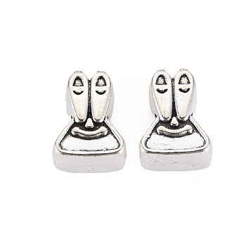 Alloy European Beads, Large Hole Beads, Cadmium Free & Lead Free, Rabbit, Antique Silver, 15x11x7.5mm, Hole: 4mm