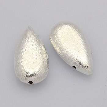 3-Hole Brass Finding Beads, teardrop, Silver Color Plated, 20x10x6mm, Hole: 1mm