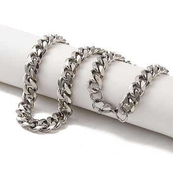 201 Stainless Steel Curb Chain Necklaces for Men, Stainless Steel Color, 20.00 inch(50.8cm)