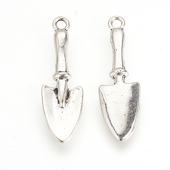 Tibetan Style Alloy Pendants, Spade, Cadmium Free & Nickel Free & Lead Free, Antique Silver, 31x9x4mm, Hole: 2mm, about 690pcs/1000g