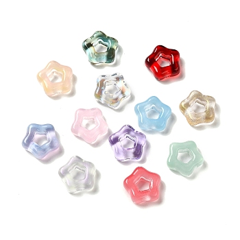 Transparent Glass European Bead, Large Hole Beads, Star, Mixed Color, 11.5x12x4mm, Hole: 4.3x4.5mm
