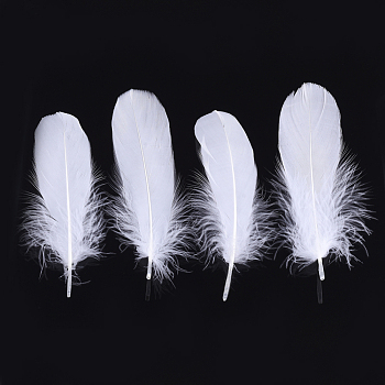 Goose Feather Costume Accessories, Dyed, White, 135~165x38~48mm, about 500pcs/bag