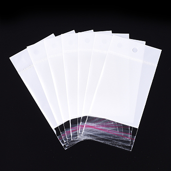 Pearl Film Cellophane Bags, OPP Material, Self-Adhesive Sealing, with Hang Hole, Rectangle, White, 12~12.2x6cm, Unilateral Thickness: 0.045mm, Inner Measure: 7.5x5cm