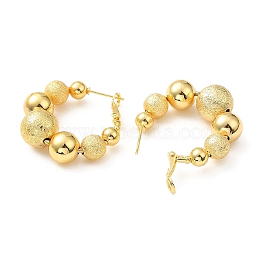 Rack Plating Brass Round Beaded Hoop Earrings(EJEW-Z019-02A-G)-2