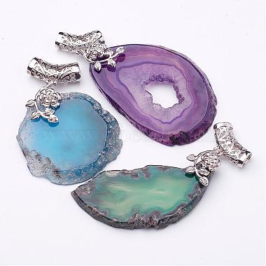 Silver Mixed Color Others Natural Agate Pendants