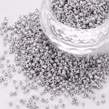 Light Grey Round Bugle Glass Beads