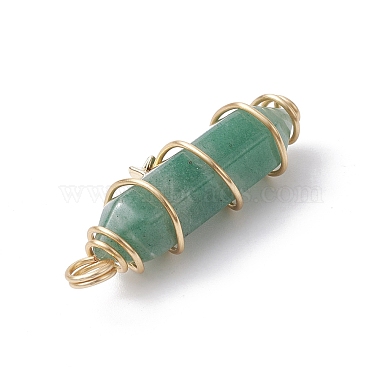 Natural Green Aventurine Copper Wire Wrapped Pendants(PALLOY-JF02535-05)-4
