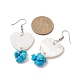 Natural Shell Heart with Synthetic Turquoise Chips Dangle Earrings(EJEW-JE05482)-3