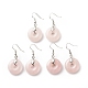 Boucles d'oreilles pendantes donut en quartz rose naturel(EJEW-G300-01P-01)-1