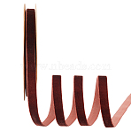 Single Face Velvet Ribbons, Garment Accessories, Sienna, 5/8 inch(15mm), 20 yards/roll(OCOR-WH0080-14C-01)