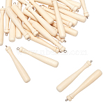 Theaceae Wood Pendant, with Stainless Steel Finding, Baseball Bat, BurlyWood, 75x10mm(WOOD-WH0015-44)