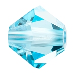 Preciosa&reg Crystal Beads, Czech Crystal, Bicone(451 69 302 Rondelle), 60010 Aqua Bohemica, 6mm, Hole: 1mm(X-PRC-BA6-60010)