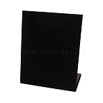 Cardboard Necklace Display, with Hanger, Cover with Velvet, Jewelry Display, Rectangle, Black, 10.1x20x24cm(NDIS-WH0003-03)