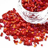 Glass Seed Beads, Mixed Style, Mixed Shapes, Red, 1~7x2~4mm, Hole: 0.7~1mm, about 450g/pound(SEED-S056-006)