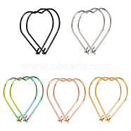 Elite 50Pcs 5 Colors Heart 304 Stainless Steel Hoop Earring Findings, Wine Glass Charm Rings, Mixed Color, 20x20x0.6mm, Pin: 0.6mm, 10pcs/color(STAS-PH0001-59)