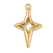 Ion Plating(IP) 304 Stainless Steel Pendants, Star Charm, Real 18K Gold Plated, 22.5x14x2mm, Hole: 1.5mm(STAS-Q334-55G)