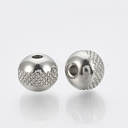 304 Stainless Steel Spacer Beads, Round, Stainless Steel Color, 8x7mm, Hole: 2mm(STAS-T034-8mm-03)