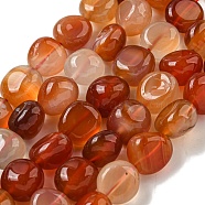 Natural Brazil Red Agate Beads Strands, Dyed & Heated, Tumbled Stone, Nuggets, 12x10mm, about 37pcs/strand, 15.75 inch(40cm)(G-L599-A01-02)