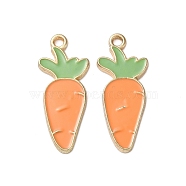 Alloy Enamel Pendants, Cadmium Free & Nickel Free & Lead Free, Carrot Charm, Golden, 25x10x1.5mm, Hole: 1.6mm(FIND-O003-05G)