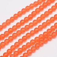 Natural & Dyed Malaysia Jade Bead Strands, Round, Tomato, 6mm, Hole: 0.8mm, about 64pcs/strand, 15 inch(G-A146-6mm-A07)