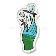 Halloween Theme Opaque Acrylic Pendants, Palm, 45x20x2.5mm, Hole: 1.6mm(SACR-Z004-03A)