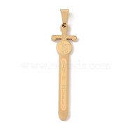 PVD Vacuum Plating 304 Stainless Steel Pendants, Saint Michael Sword & Seal Charm, Religion, Golden, 45x12x2mm, Hole: 6x3.5mm(STAS-M068-14G)