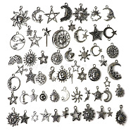 Tibetan Style Alloy Pendants, Star and Moon, Antique Silver, 10~30mm, 60pcs/bag(MOST-PW0001-039B)