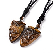 Natural Tiger Eye Sailor's Knot Pendant Necklace with Nylon Cord for Women, 36.22 inch(92cm)(NJEW-E091-02B)