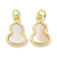 Brass Pave Sea Shell Gourd Charms, with Jump Rings, Real 18K Gold Plated, 13x8x2mm, Hole: 2.5mm(KK-Q820-16G)