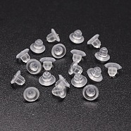 Eco-Friendly Plastic Ear Nuts, Bullet Clutch Earring Backs with Pad, for Stablizing Heavy Post Earrings, Clear, 5x7mm, Hole: 0.8mm, about 640pcs/50g(X-KY-E004-01)