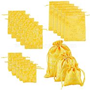 PandaHall Elite 18Pcs 3 Style Cloth Packing Pouches, Embroidered Gift Bag, Drawstring Bag, Rectangle, Orange, 9.5~18x7.2~13.1x0.1cm, 6pcs/style(ABAG-PH0001-11A)