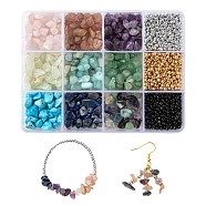 DIY Beads Jewelry Making Finding Kits, Including Natural & Synthetic Mixed Stone Chip Beads, Round Opaque Colours & 8/0 Electroplate Rocailles Glass Seed Beads, Mixed Color, 156g/box(DIY-FS0001-87)