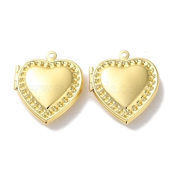 Rack Plating Brass Locket Pendants, Long-Lasting Plated, Lead Free & Cadmium Free, Heart, Golden, 24x21x6mm, Hole: 1.5mm, Inner Diameter: 13x14mm(KK-F090-02G)