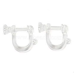 Resin Clip-on Earring Findings, Clear, 13.5x17x5mm, Hole: 1.4mm(FIND-H046-04)