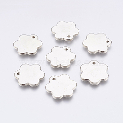 CCB Plastic Pendants, Flower, Platinum, 25x22.5x3mm, Hole: 2mm(CCB-P006-025)