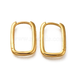 925 Sterling Silver Hoop Earrings, Rectangle, Golden, 16.5x12x2.5mm(STER-M018-09G)