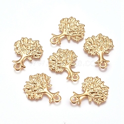 304 Stainless Steel Pendants, Tree of Life, Golden, 21.7x16.5x1mm, Hole: 2.2mm(STAS-D233-16G)