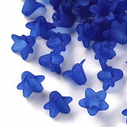 Transparent Acrylic Beads, Frosted, Flower, Blue, 17.5x12mm, Hole: 1.5mm, about 770pcs/500g(PLF018-10)