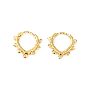 925 Sterling Silver Hoop Earrings Findings, Real 18K Gold Plated, 17x17x2mm, Hole: 1.2mm, Pin: 0.8x1mm