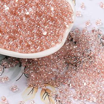 Glass Seed Beads, Transparent Colours Luster, Peanut, Light Salmon, 4~4.5x2~2.5x2~2.5mm, Hole: 0.8~0.9mm, about 10000pcs/pound