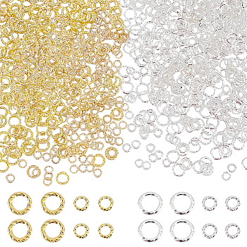 Elite 4 Style Alloy Cabochons, Nail Art Decoration Accessories, Ring, Golden & Silver, 3~4.5x0.3~0.4mm, about 250pcs/style