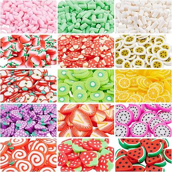 Handmade Polymer Clay Cabochons & Sprinkle Beads, Mixed Color, 150g/box