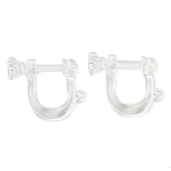 Resin Clip-on Earring Findings, Clear, 13.5x17x5mm, Hole: 1.4mm