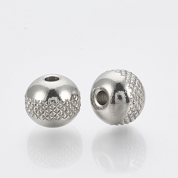 304 Stainless Steel Spacer Beads, Round, Stainless Steel Color, 8x7mm, Hole: 2mm