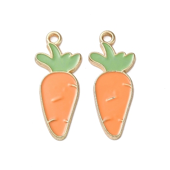 Alloy Enamel Pendants, Cadmium Free & Nickel Free & Lead Free, Carrot Charm, Golden, 25x10x1.5mm, Hole: 1.6mm