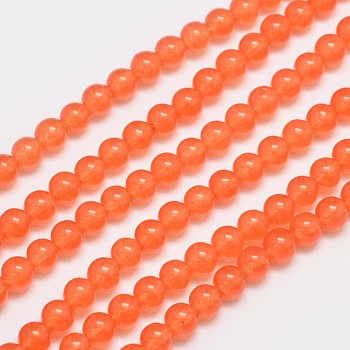 Natural & Dyed Malaysia Jade Bead Strands, Round, Tomato, 6mm, Hole: 0.8mm, about 64pcs/strand, 15 inch