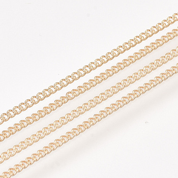 Iron Curb Chains, with Spool, Soldered, Light Gold, 1.6x1.2x0.3mm, about 100yard/roll
